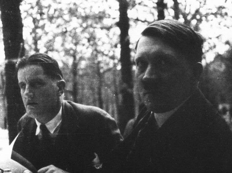 Putzi Hanfstaengl and Adolf Hitler at the Cafe Heck in Munich in the 1920s